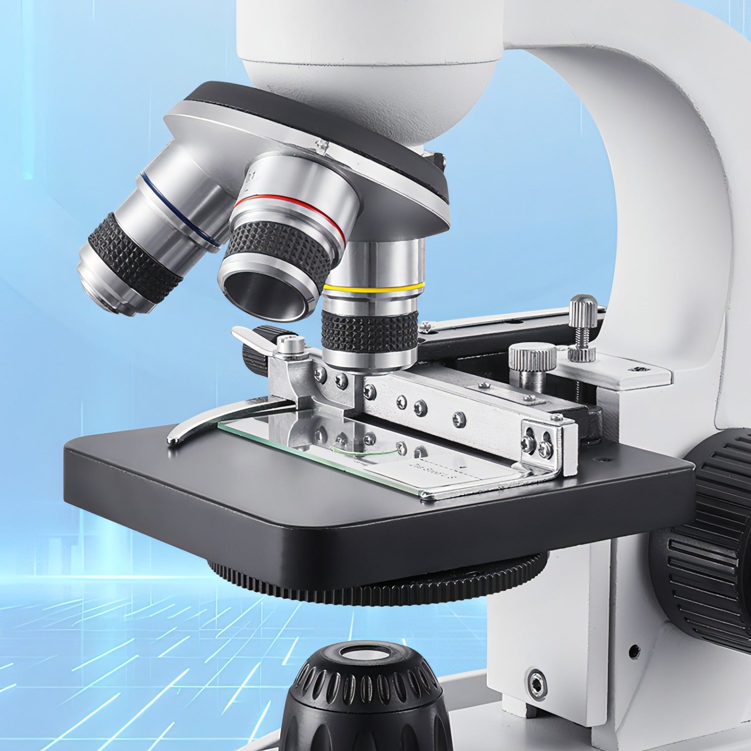 Keovy Microscope with a clear blue background