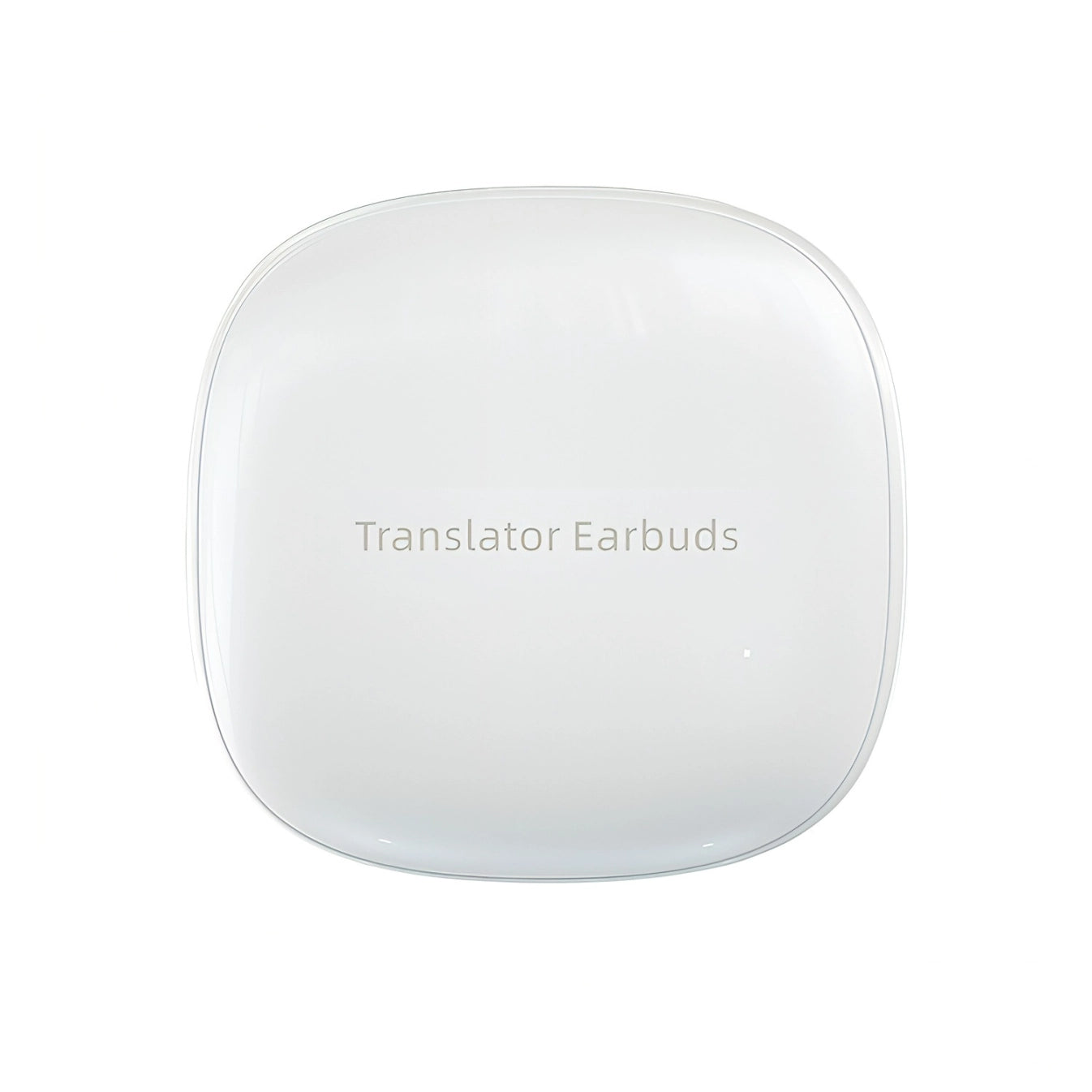 White square Keovy Translator Earbuds with 'Translator Earbuds' text on a white background