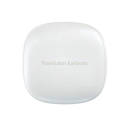 White square Keovy Translator Earbuds with 'Translator Earbuds' text on a white background