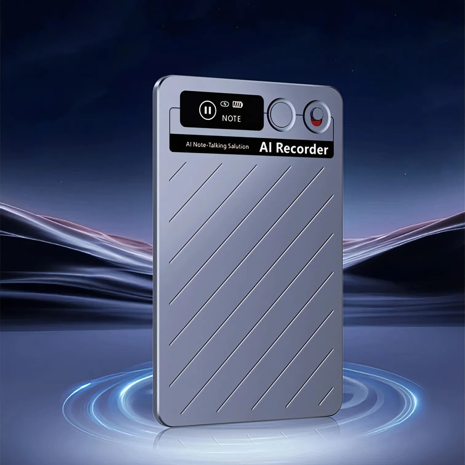 Keovy Voice Recorder with a blue and black gradient background