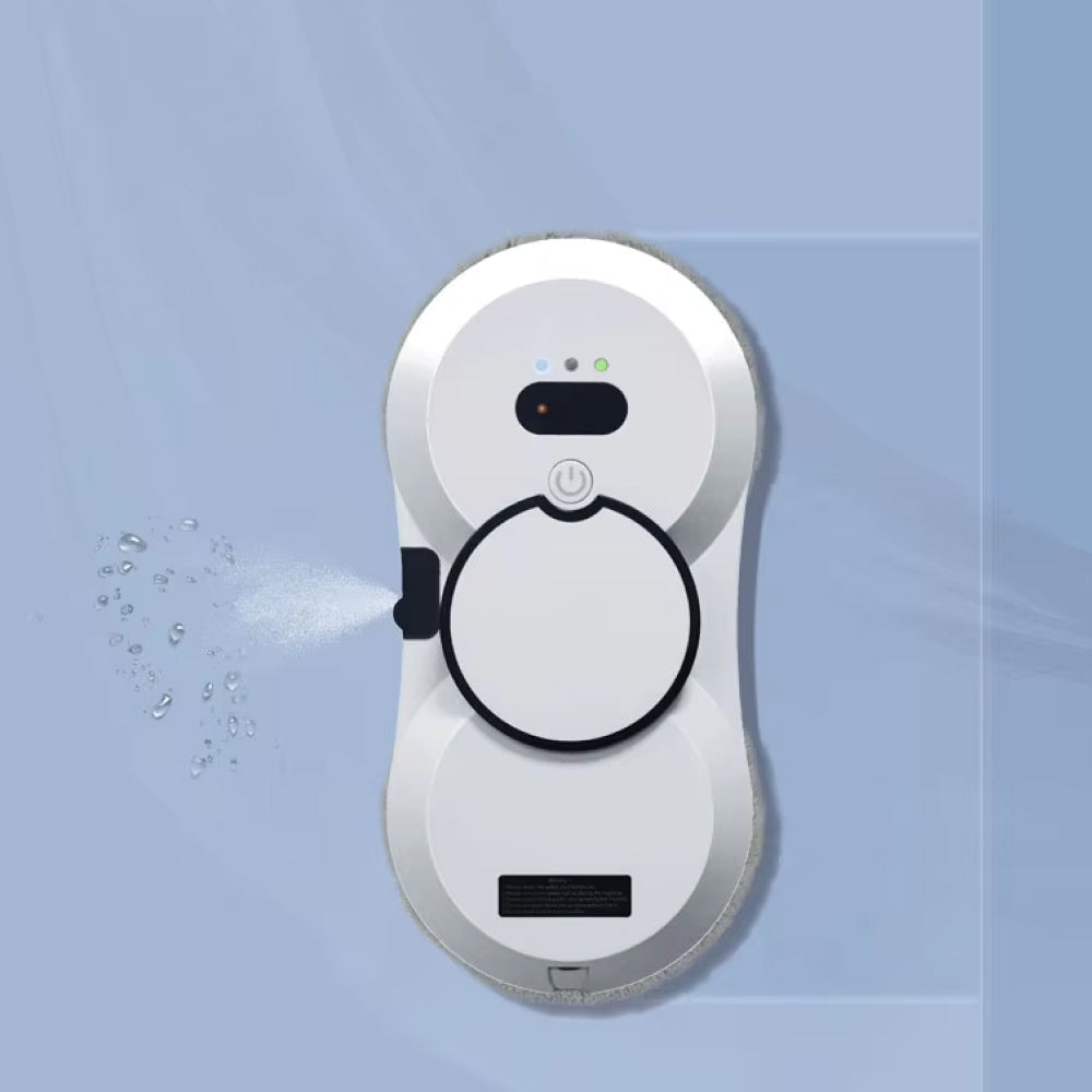 KleerMate Smart Cleaning Robot device with black accents on a light blue background
