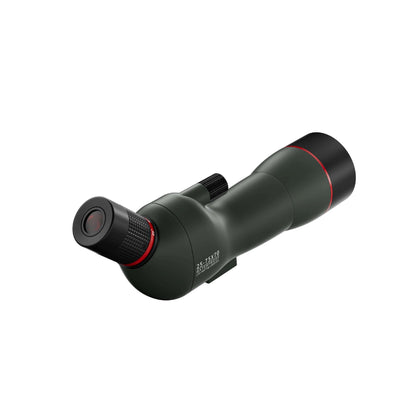 Black Korons Spotting Scope with red accents on a white background