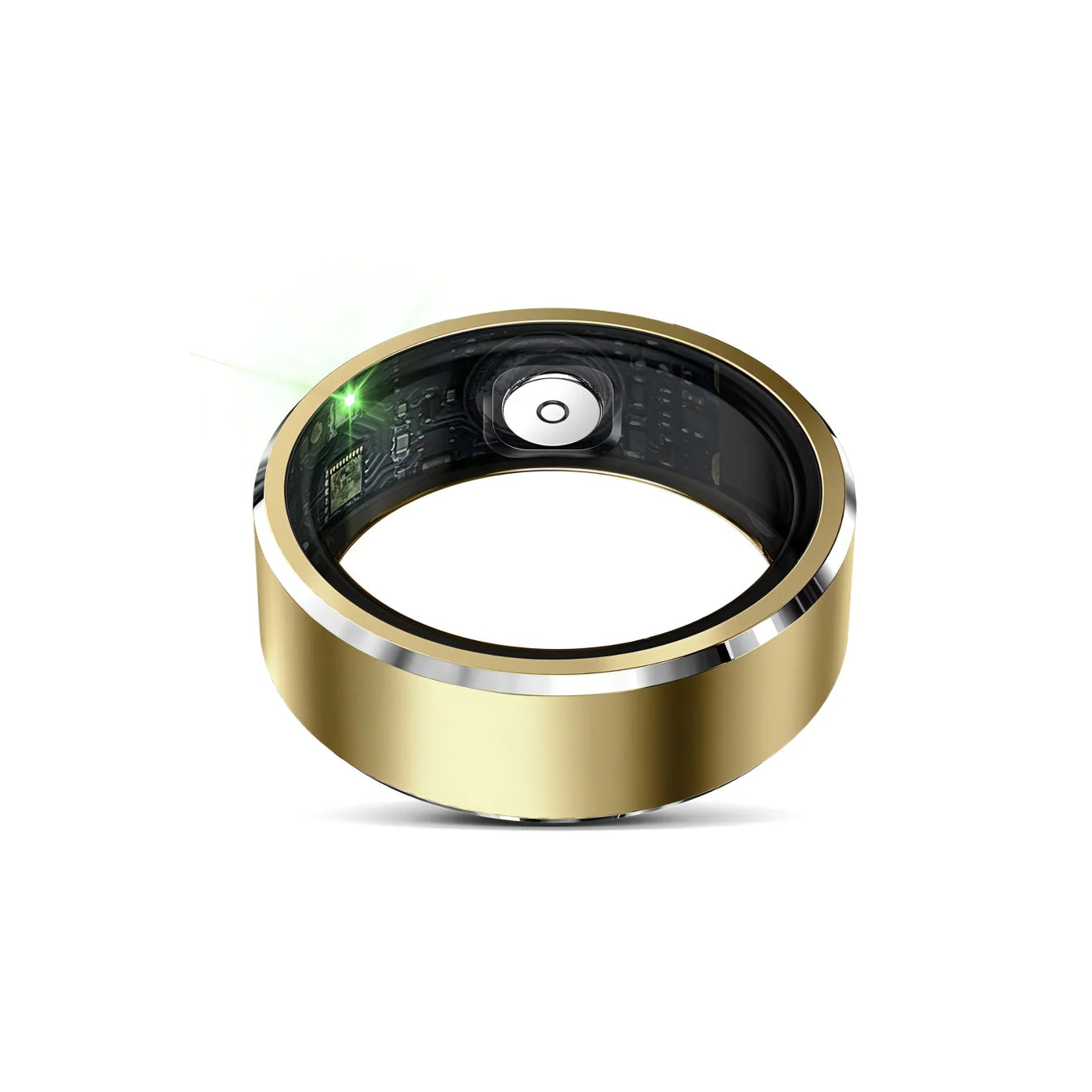 Korons Smart Ring with electronic components on a white background