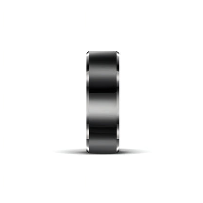 Black and silver Korons Smart Ring on a white background