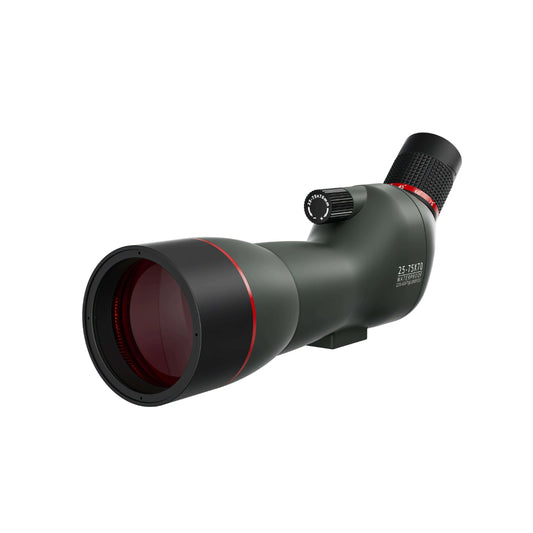 Black and red Korons Spotting Scope on a white background