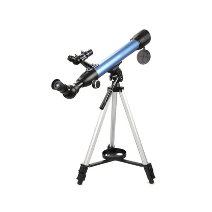 Korons Telescope with a blue tube and black optics on a white background