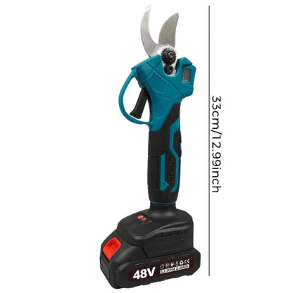 Lawnora Cordless Electric Secateurs & Pruning Shears with a measurement label on a white background
