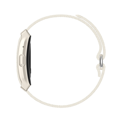 Silver Lenniemart Smart Fitness Band with a white band on a white background