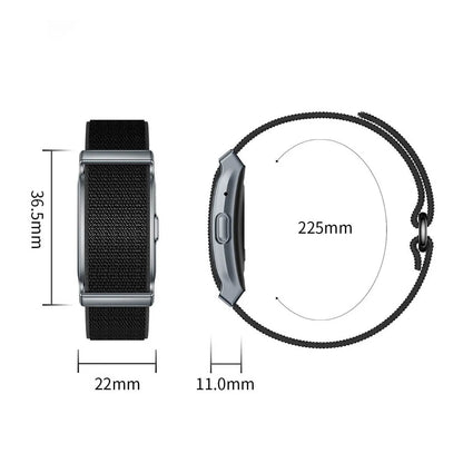 Lenniemart Smart Fitness Band with black band and measurements on a white background
