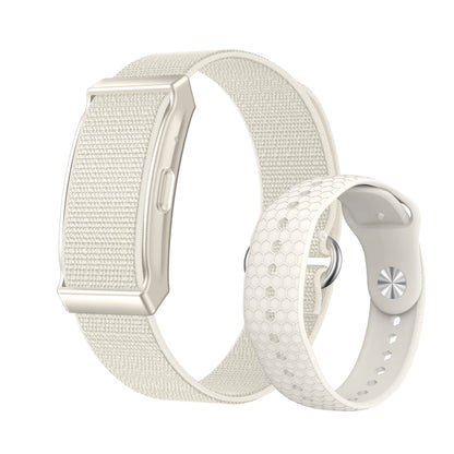 Two white Lenniemart smart Band on a white background
