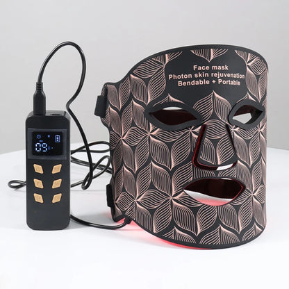 LumaGlow 7-Color LED Face Mask with electronic device for photon skin rejuvenation on a white background