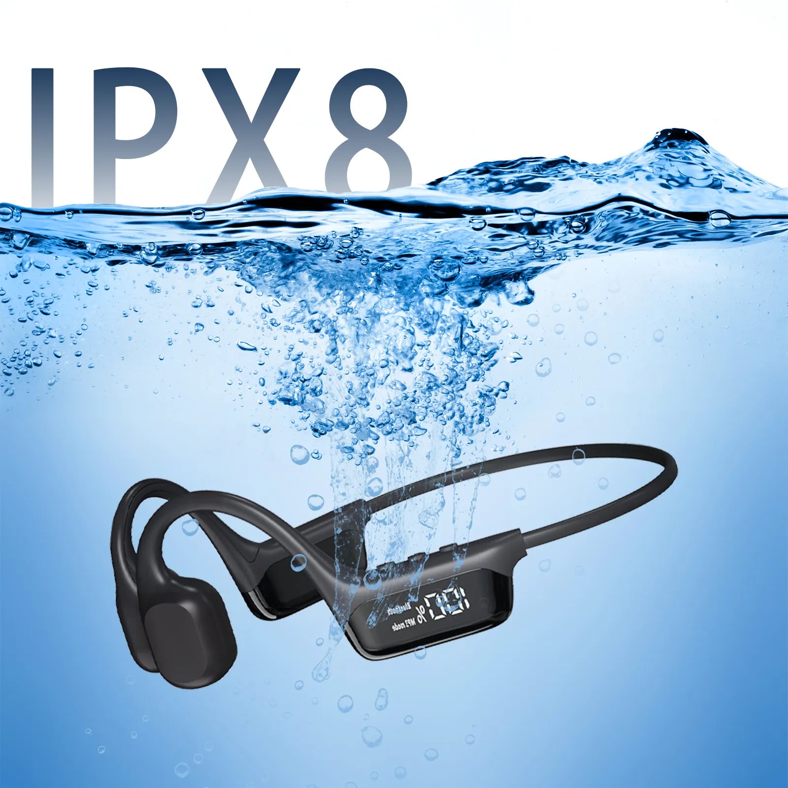 Diving Luvant Bone Conduction Headphones with IPX8 rating submerged in water