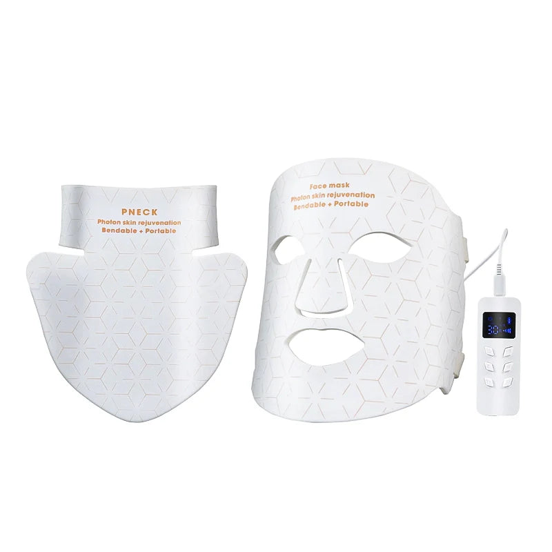 White Luvant LED Face Mask with remote control on a white background
