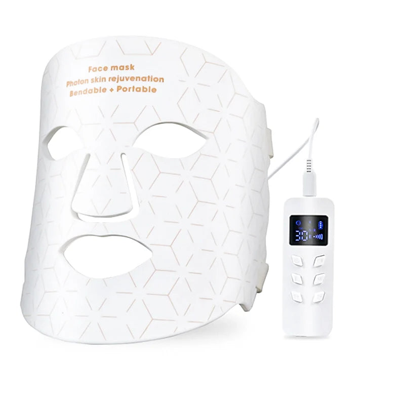 White Luvant LED face mask with digital controller on a white background