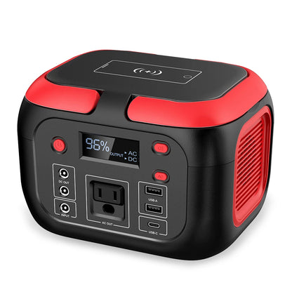 Black and red MQPower Portable Power Stations with digital display on a white background