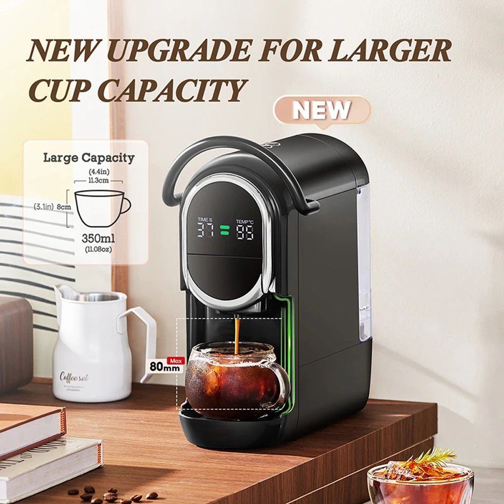 MellaFard Coffee Machine with larger cup capacity upgrade on a wooden surface.