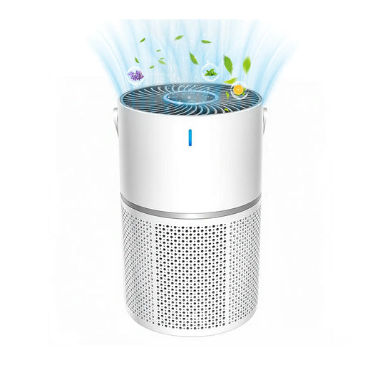 Mivrass Air Purifier with a white and blue design on a white background