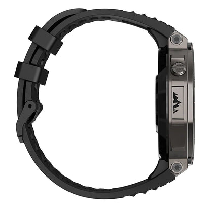 Black and silver Mivrass GPS Sports Smartwatch case on a white background