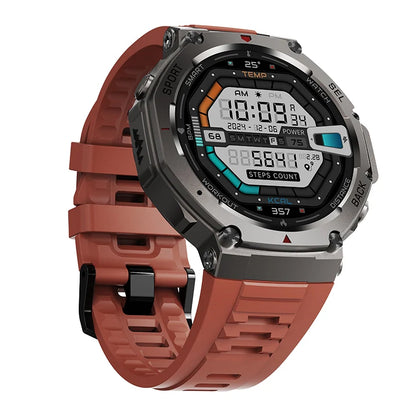 Mivrass GPS Sports Smartwatch with a red strap on a white background