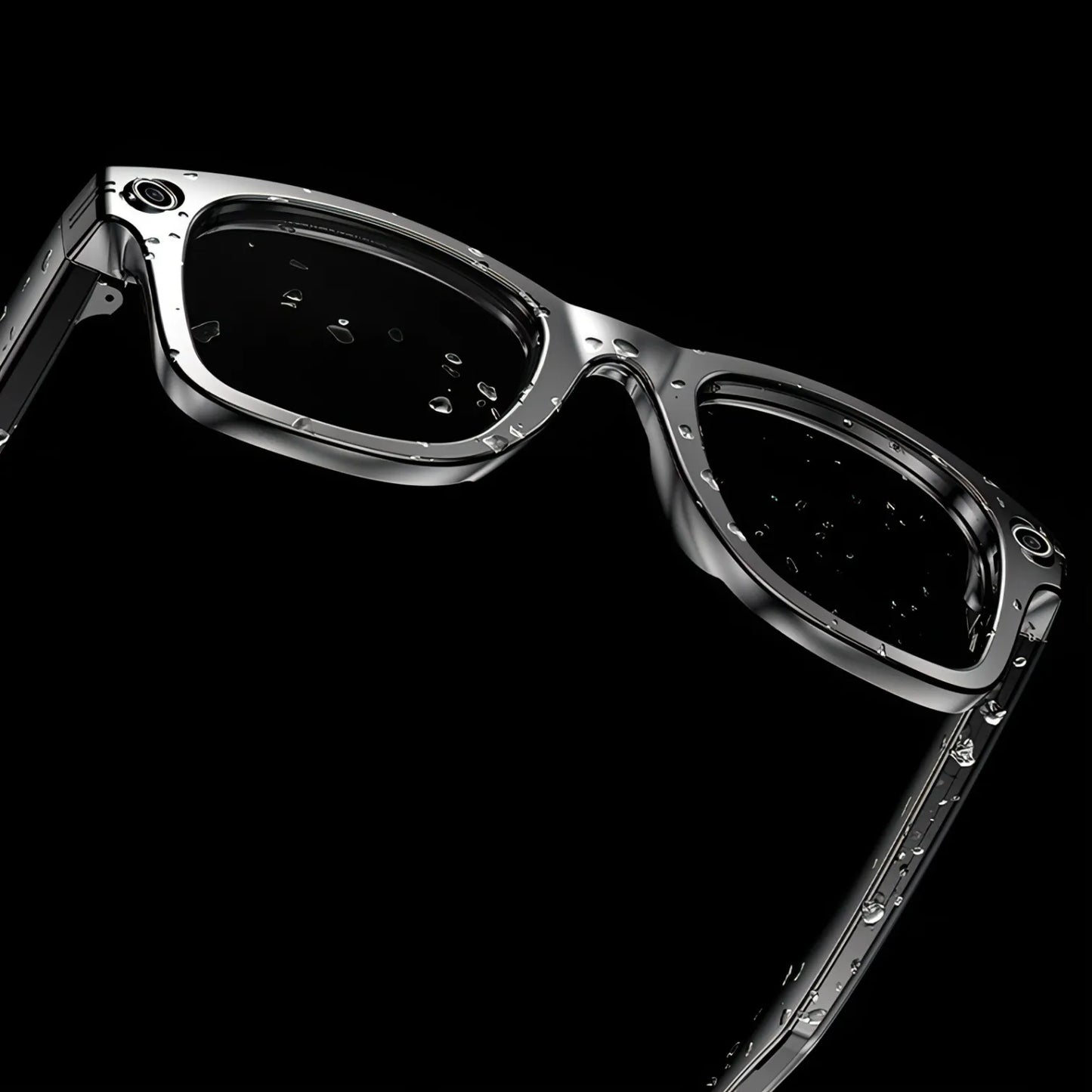 Mizeel AI Smart Glasses with a metallic frame on a black background