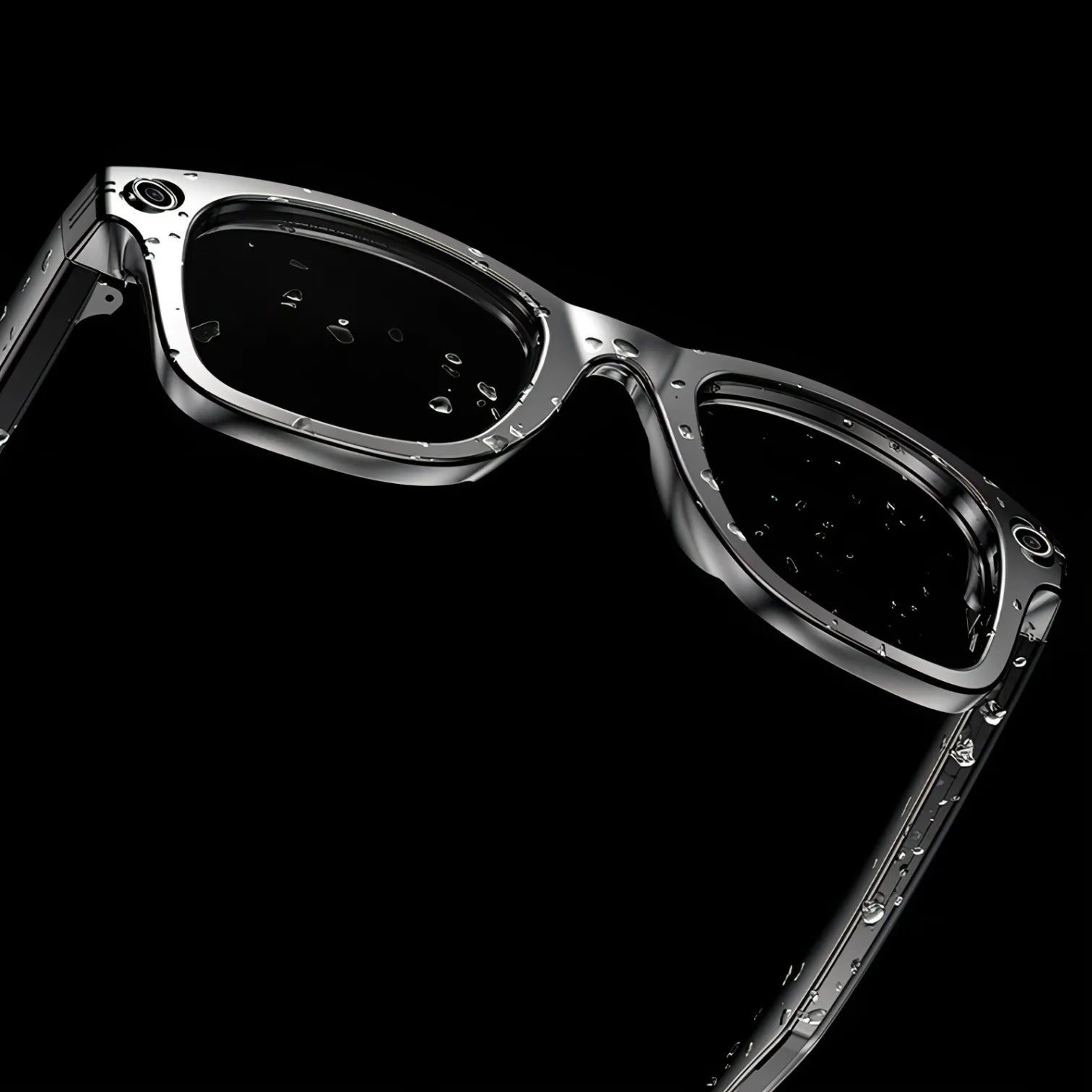 Mizeel AI Smart Glasses with a metallic frame on a black background
