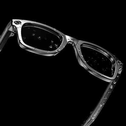 Mizeel AI Smart Glasses with a metallic frame on a black background