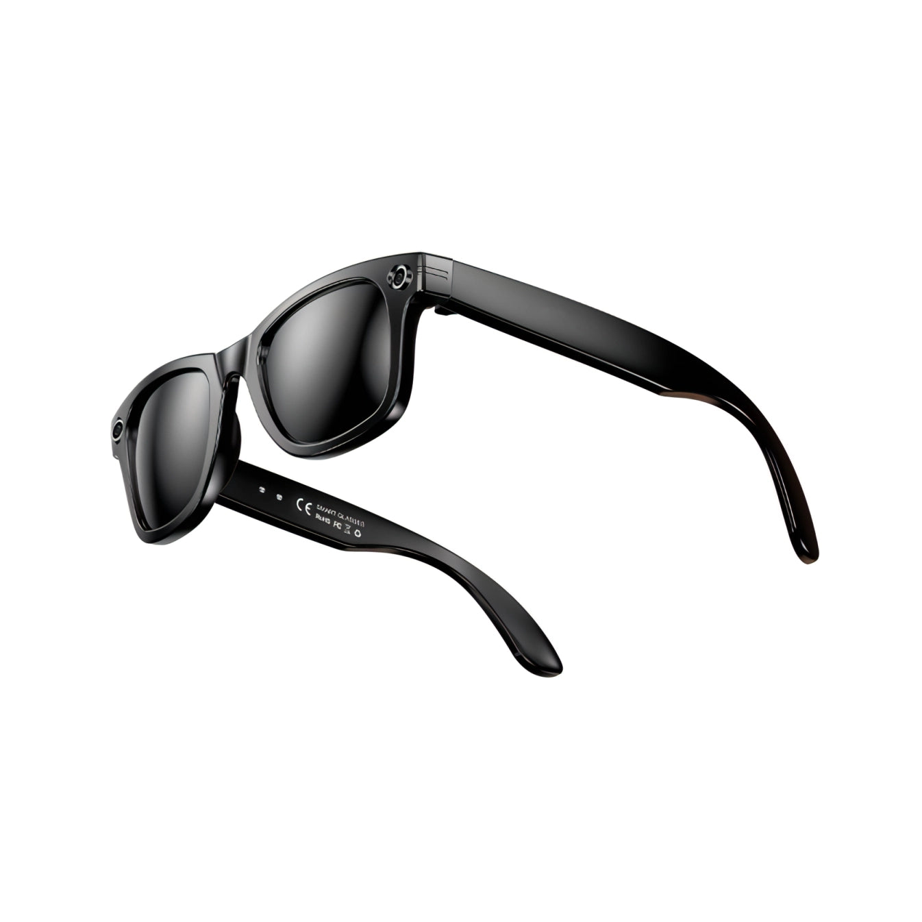 Black Mizeel AI Smart Glasses with reflective lenses on a white background