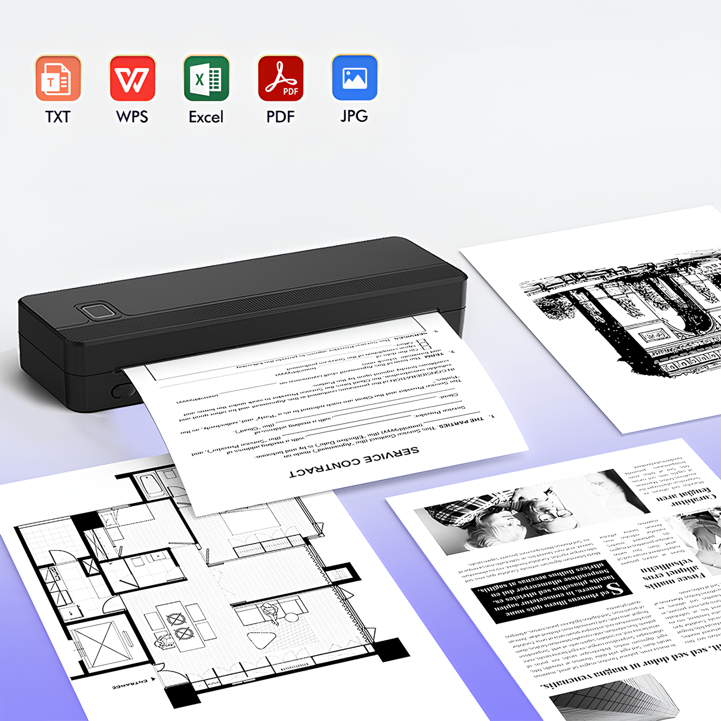 Moravon Portable Printer efficient printing zero detail loss - sharp contrast every line and character