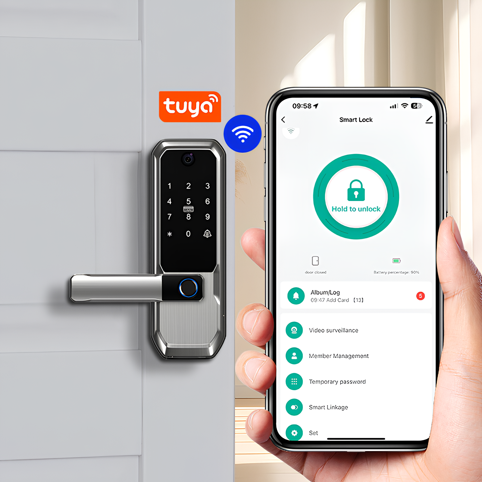 Moravon Smart Door Lock total security total control - Tuya app remote permissions anomaly alerts