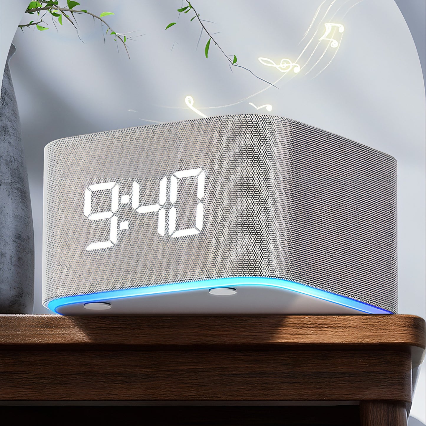 Moravon White Noise Machine digital clock display - shows time clearly readable in dark bedroom