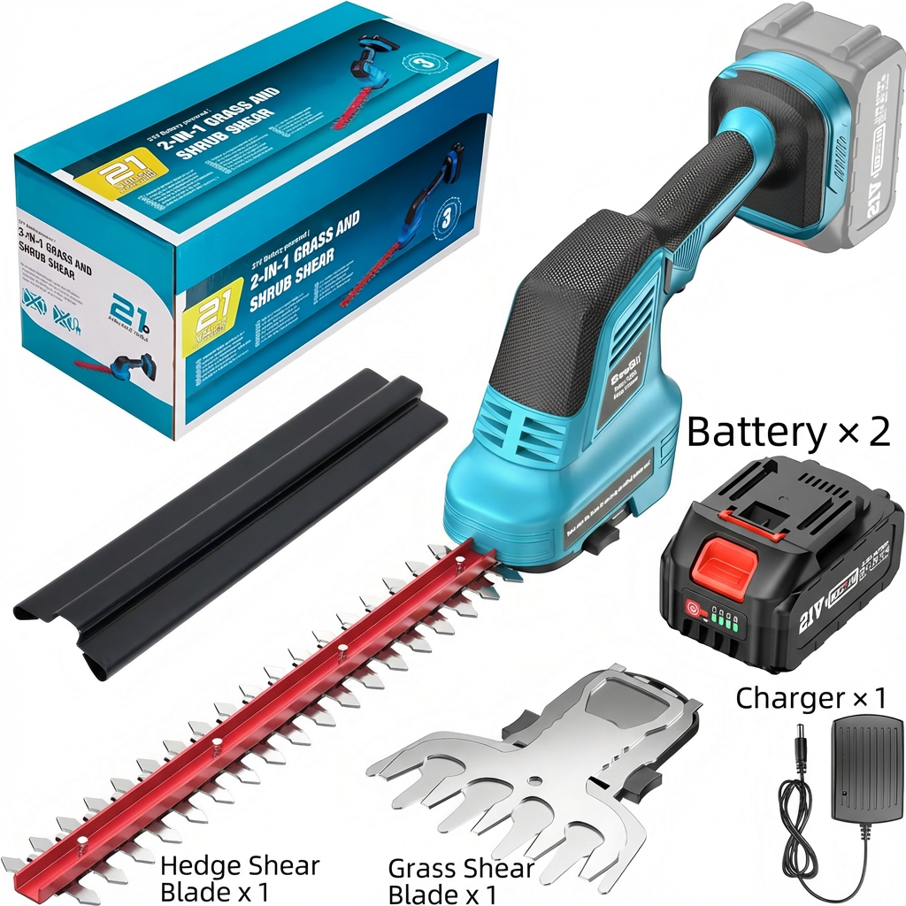 MuxTool 2-in-1 Cordless Hedge Trimmer with 2 Batteries