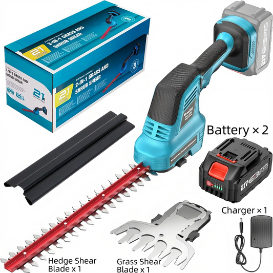MuxTool 2-in-1 Cordless Hedge Trimmer with 2 Batteries