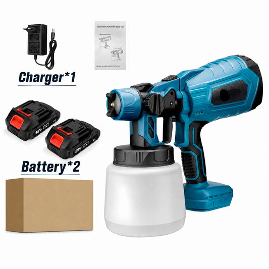 MuxTool High-Pressure Cordless Paint Sprayer - main product view with 2 batteries and 1000ml container