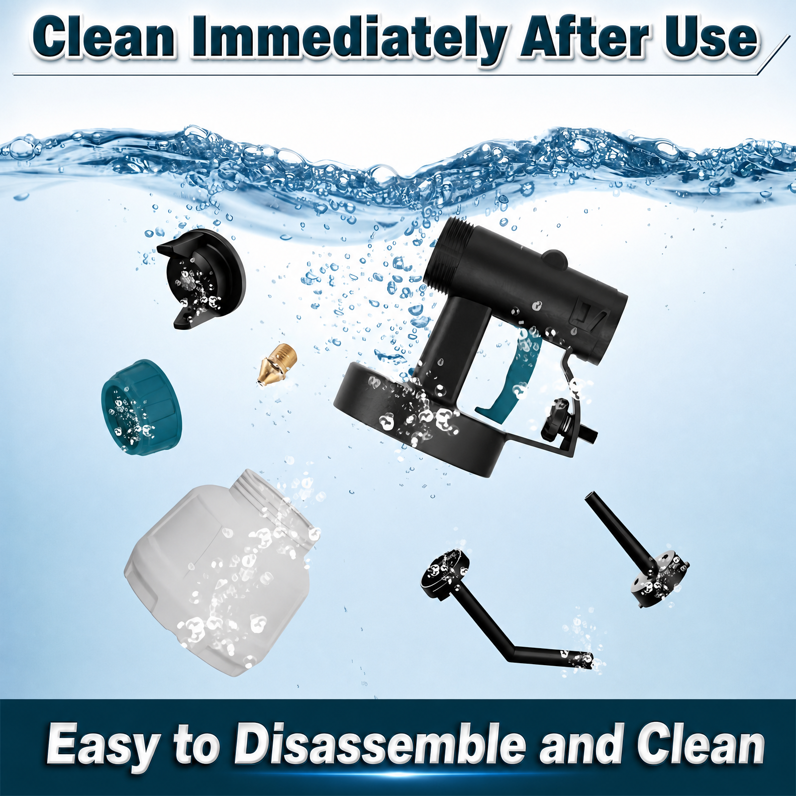 MuxTool Cordless Paint Sprayer - product detail showing detachable container and nozzle assembly