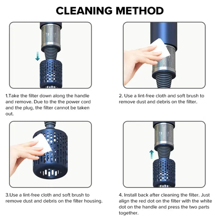 Noventrixa Hair Dryer self-cleaning method