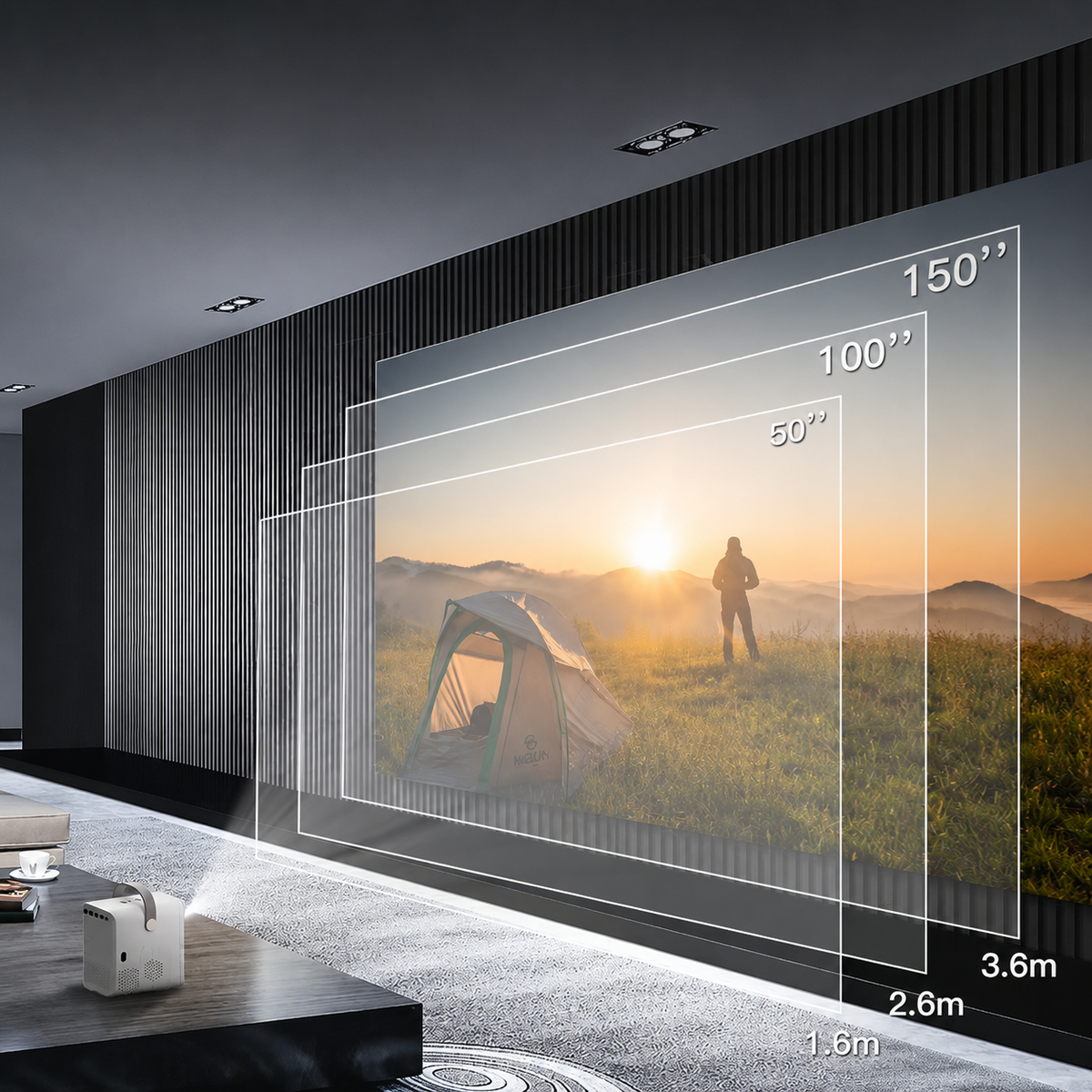 Noventrixa Portable HD Smart Projector P10 100 inch projection at 2.6 metres