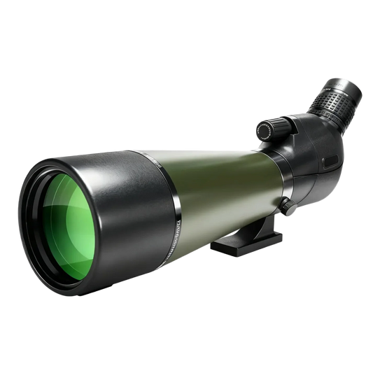 Green and black Noxus Spotting Scope on a white background