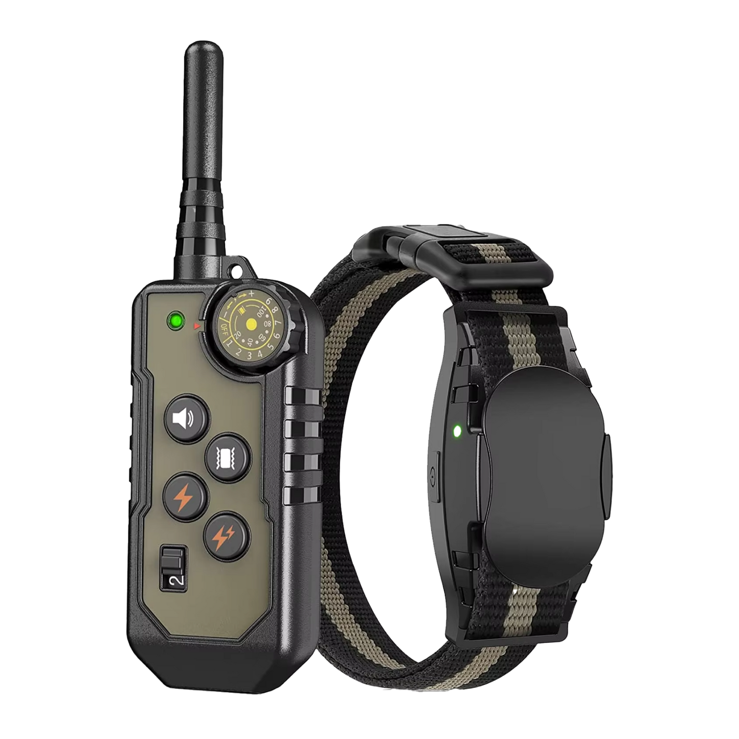 ObeTrainy Dog Training Collar with remote control on a white background