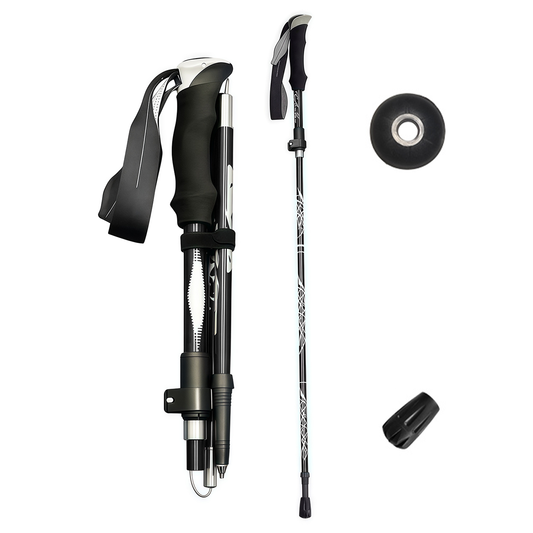Two Optego Trekking Poles with accessories on a white background