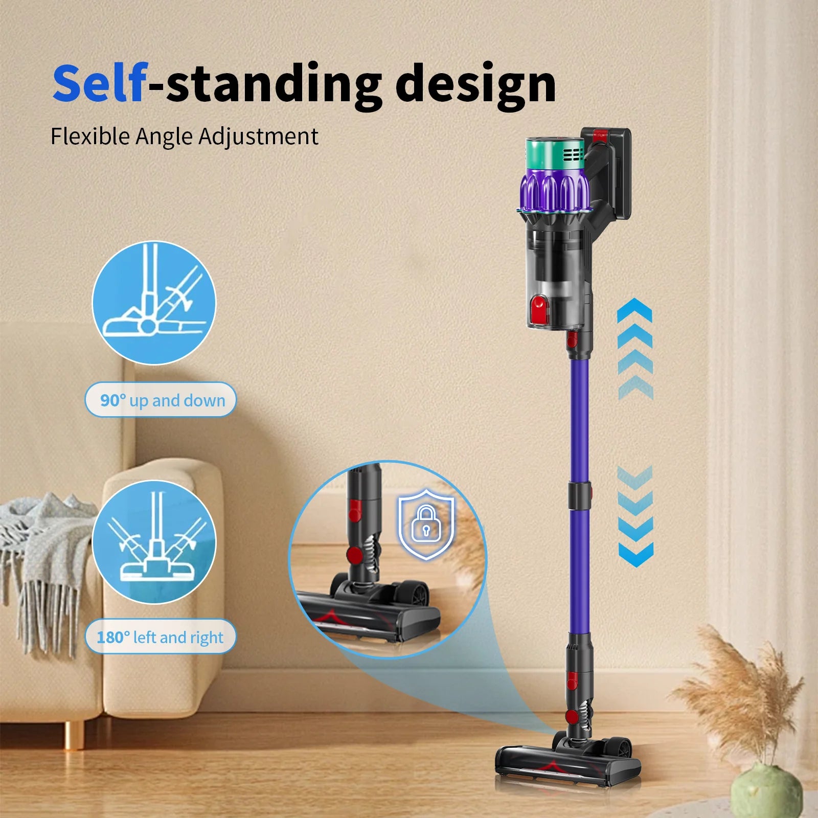 Stick Oryzom Cordless Vacuum V1 Ultra with self-standing design feature on a beige background