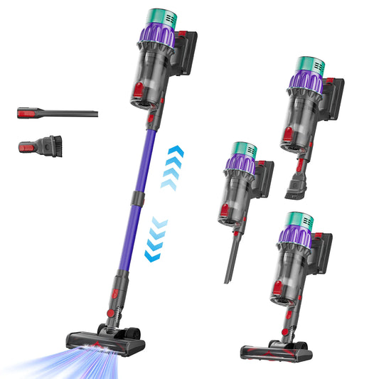Multifunctional Oryzom Cordless Vacuum V1 Ultra  with various attachments on a white background