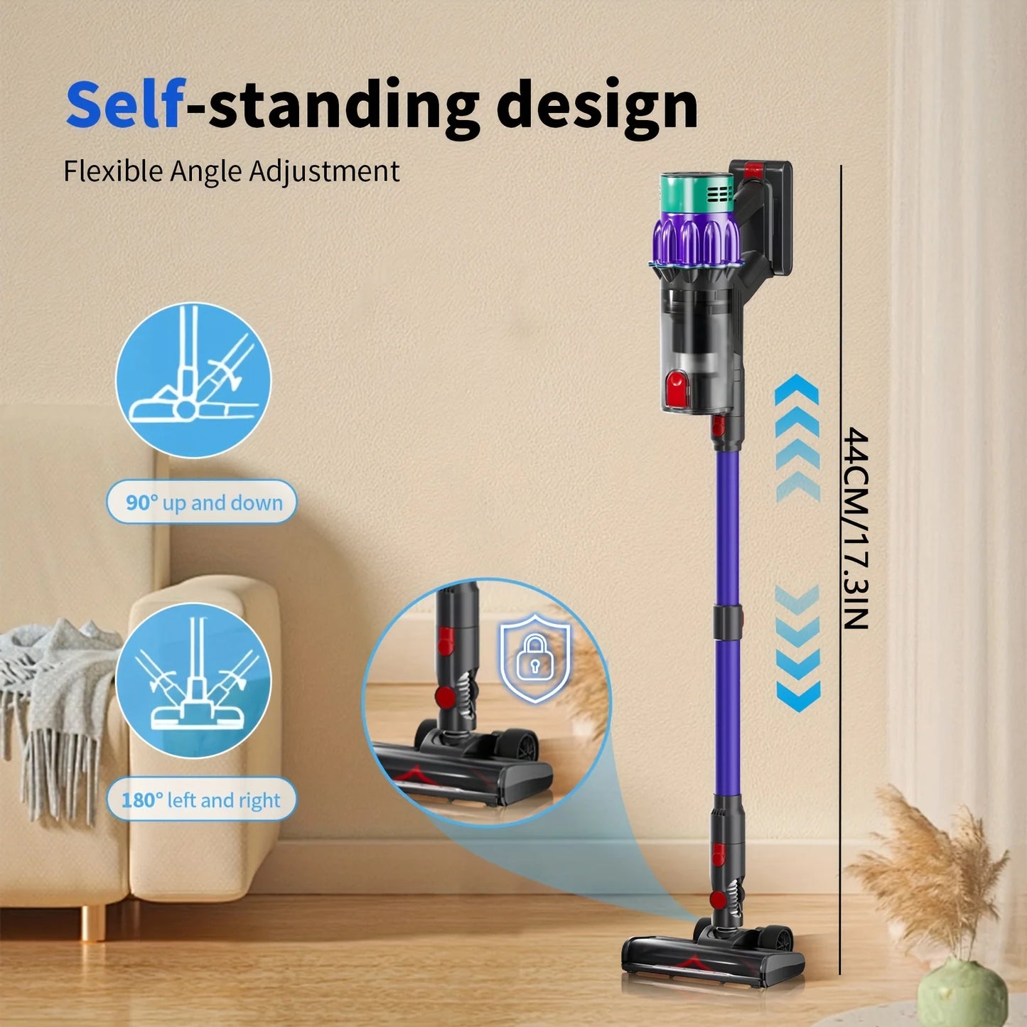 Stick Oryzom Cordless Vacuum V1 Ultra  with self-standing design features on a beige background