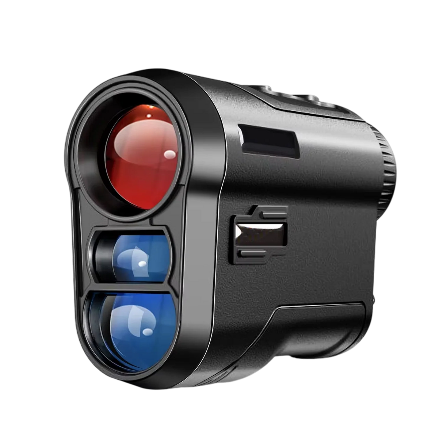 RangiMax Golf Rangefinder with red and blue lenses on a white background