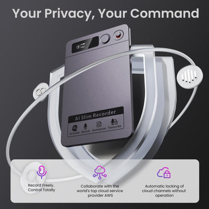 Recora KP70 AI Voice Recorder with features highlighted on a dark background