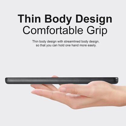 Thin phone design with text on a white background