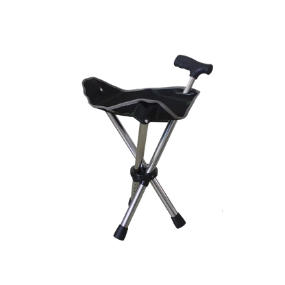 Black and silver Restixi Walking Stick on a white background