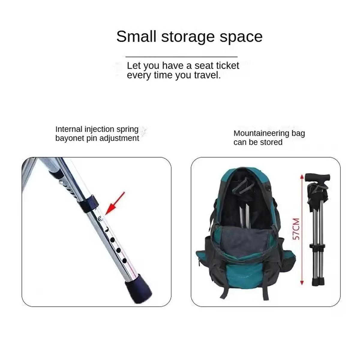 Instructions on how to use a mountaineering bag with a small storage space feature.