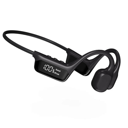 Black wireless Rivelia Bone Conduction Headphones on a white background