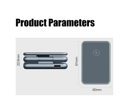Product parameters display with dimensions of a device on a white background