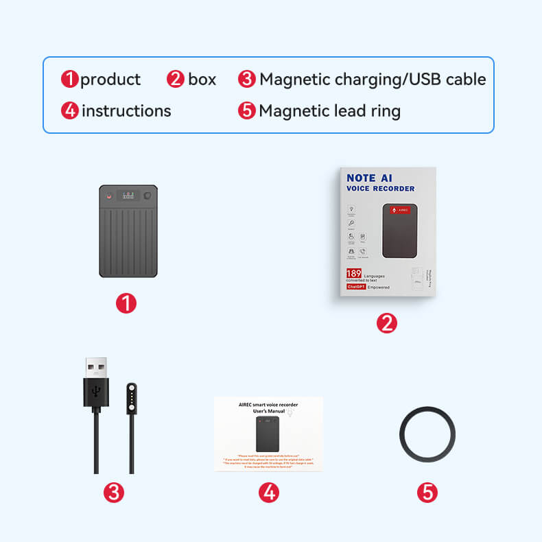 Ahalar Smart AI Voice Recorder packaging list banner